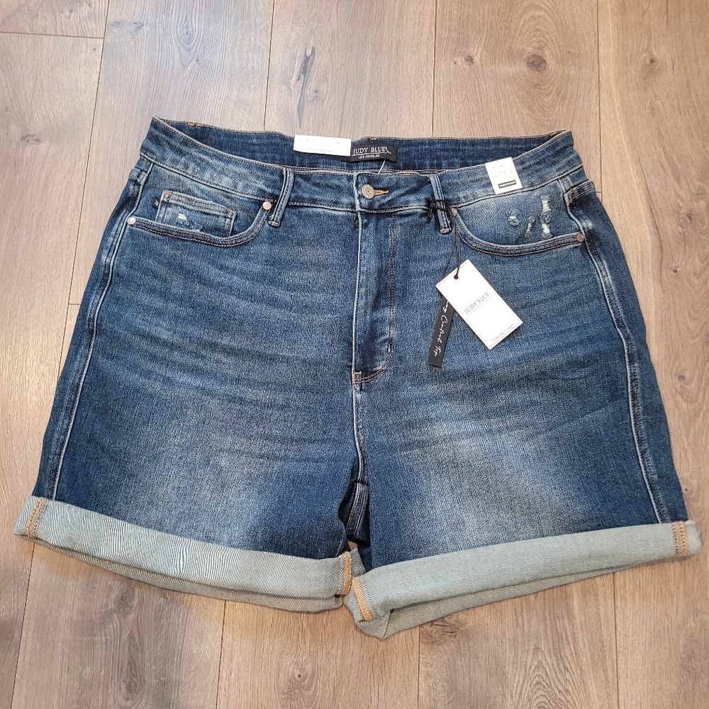 Judy Blue High Waist Front Shorts 3XL Blue Denim Tummy Control stretch